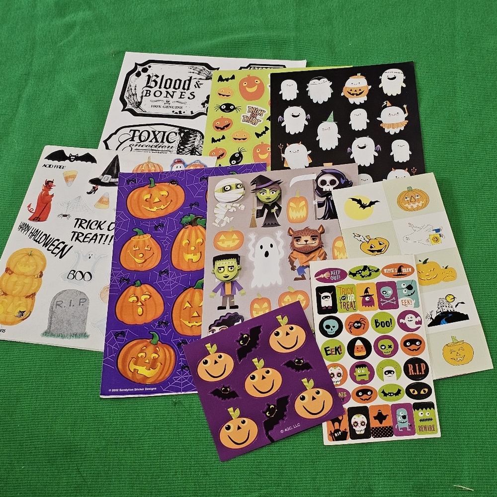 HAL 1:  Halloween Sticker Bundle - 9 Sheets - American Greetings, Sandylion, etc
